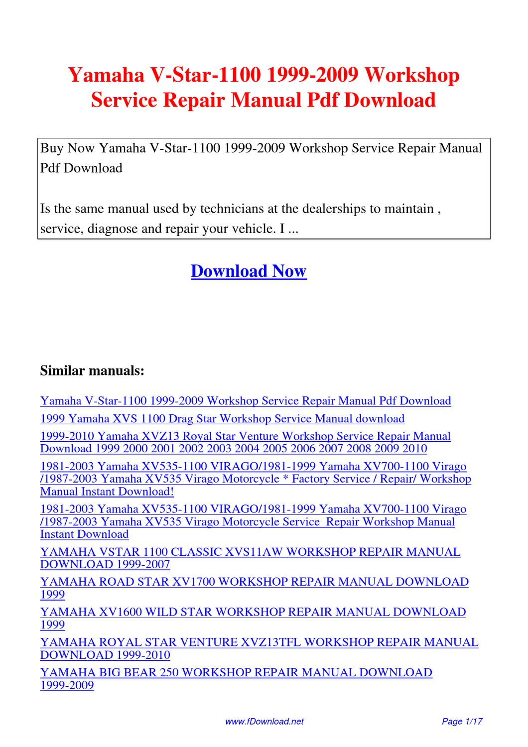 2006 yamaha royal star 1100 service manual download 8