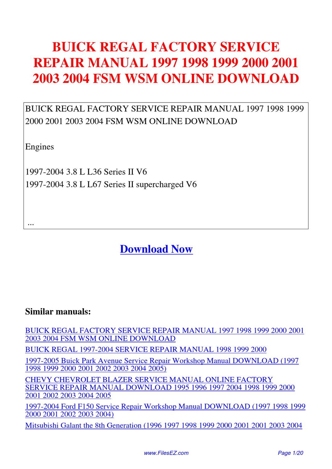 2001 buick century repair manual pdf
