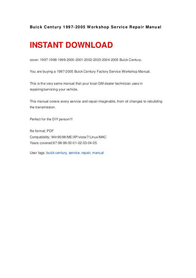 2001 buick century repair manual pdf