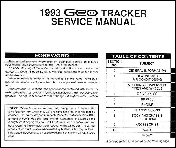 geo tracker repair manual pdf
