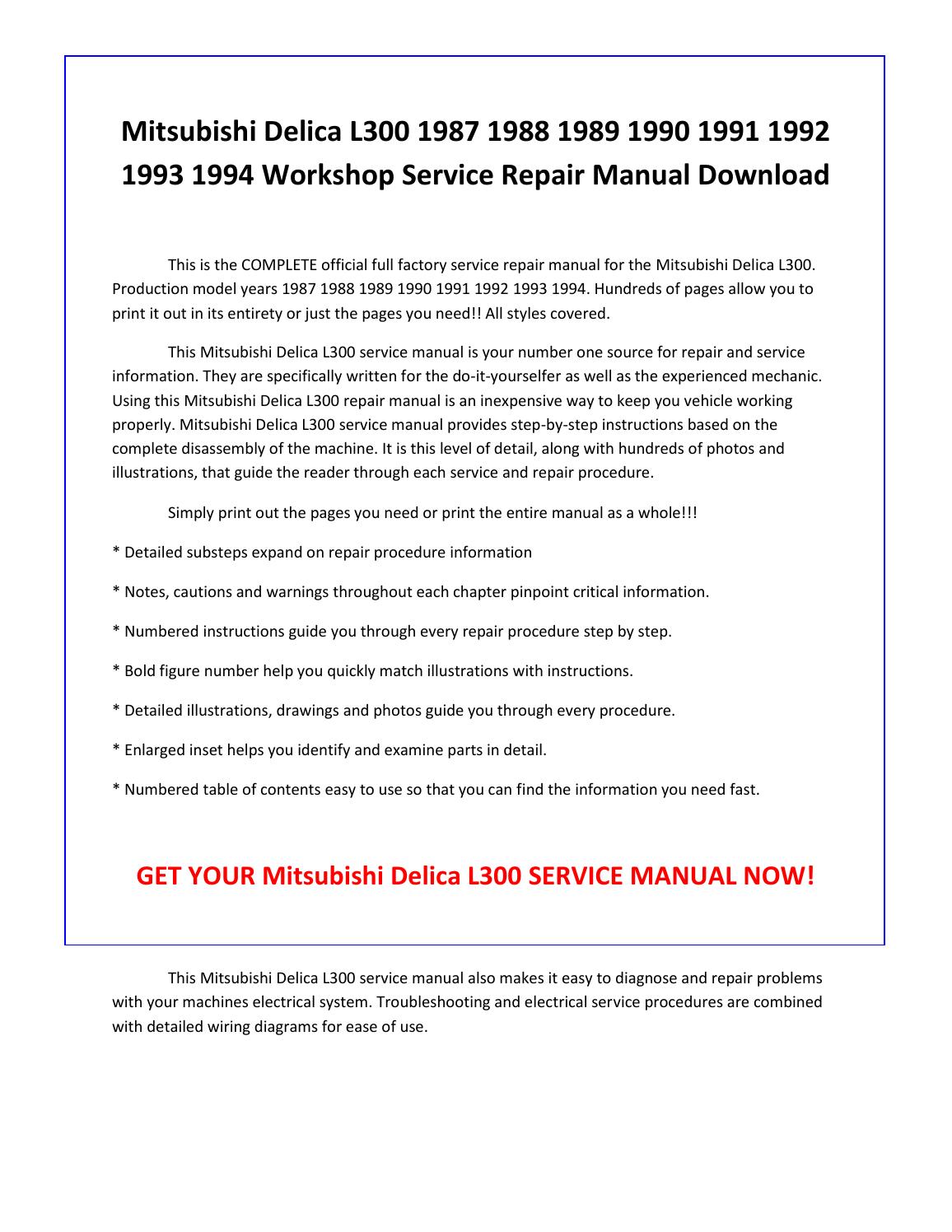 mitsubishi l300 repair manual pdf