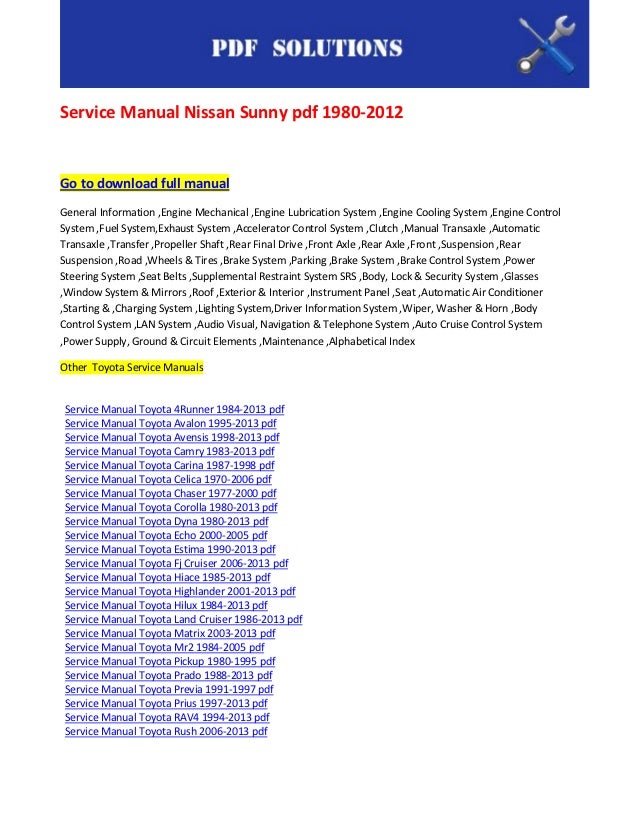 nissan sunny service manual download