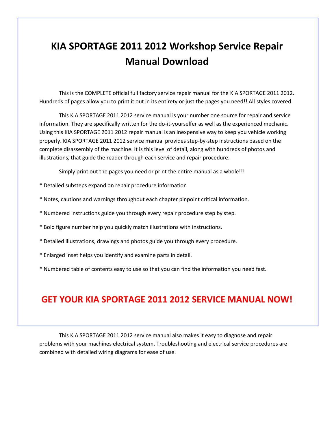 2012 kia sedona free repair manual download