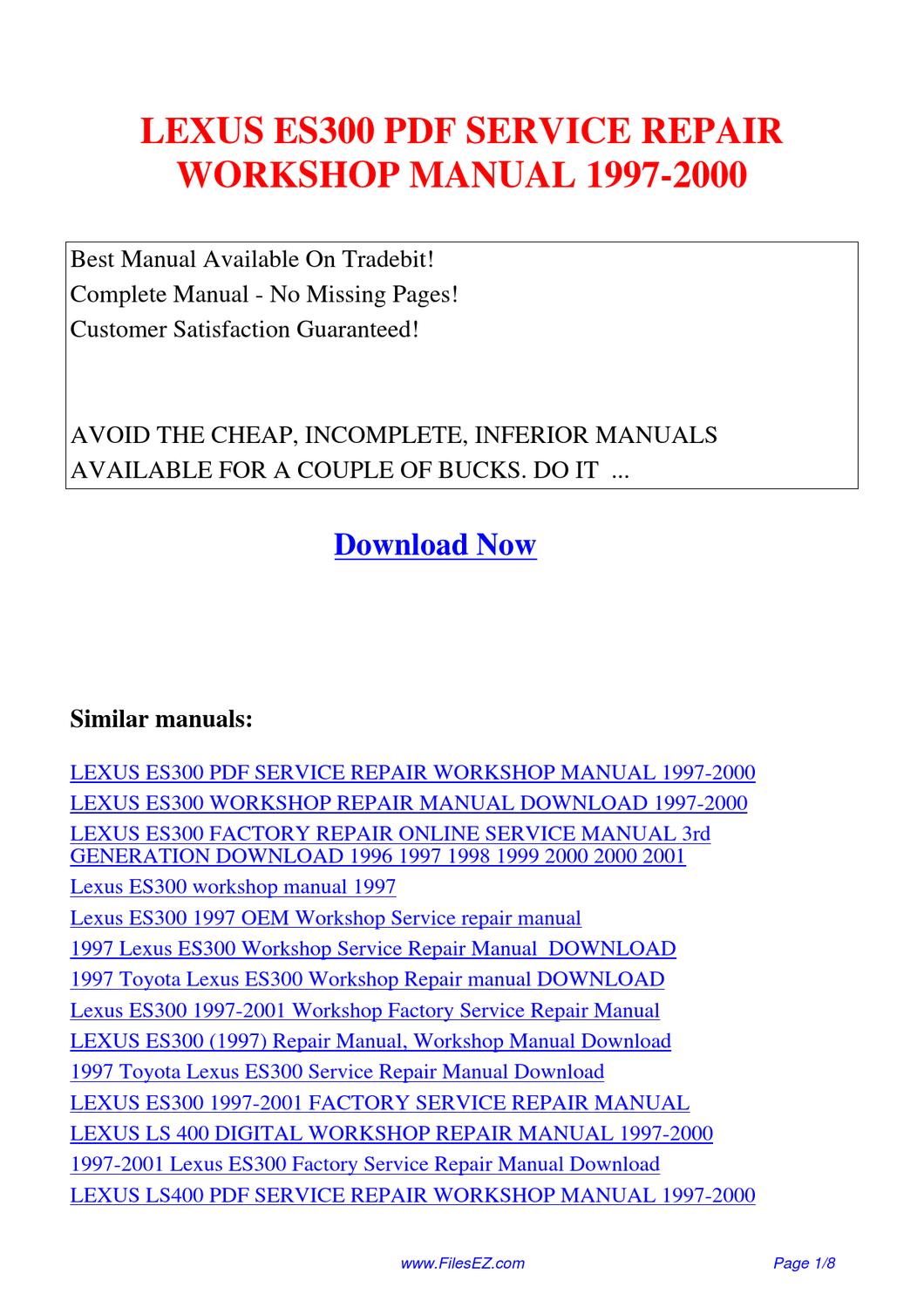 2001 lexus es300 repair manual pdf