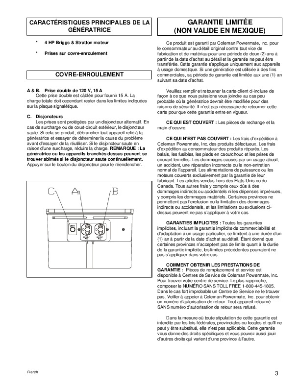 coleman powermate model pw0872400 owners manual