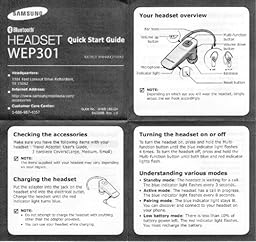 samsung bluetooth headset wep 301 user manual